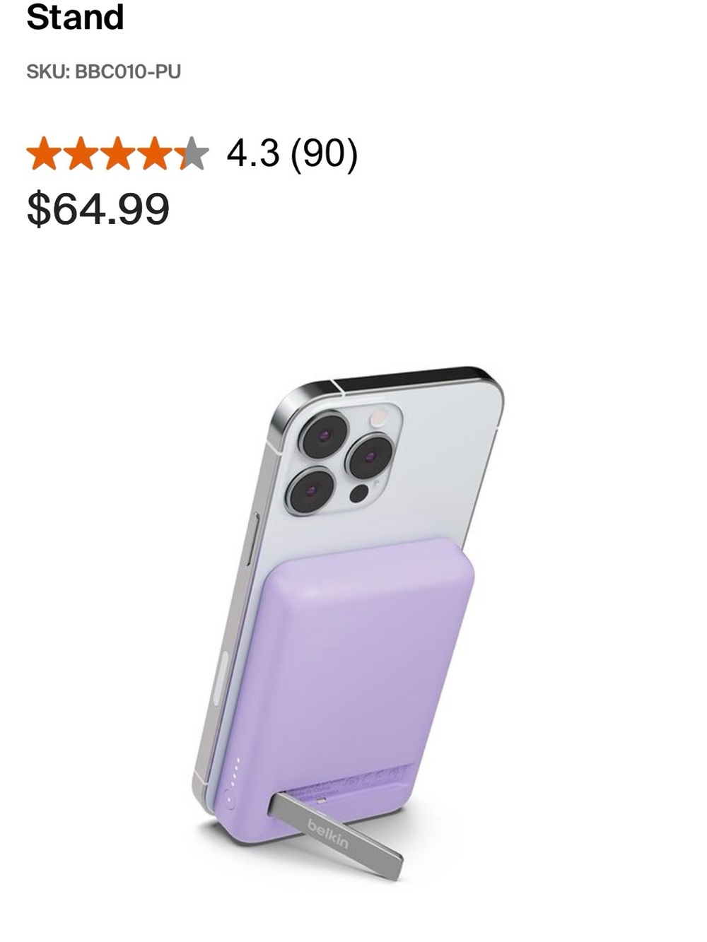 Belkin Portable magnetic Power Bank - Light Purple